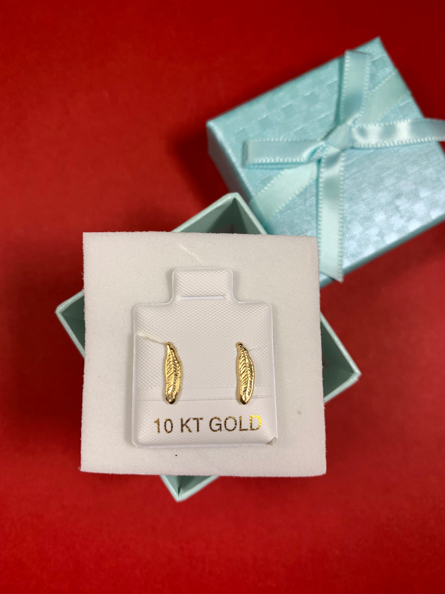 Arito de oro de 10KT en forma de pluma