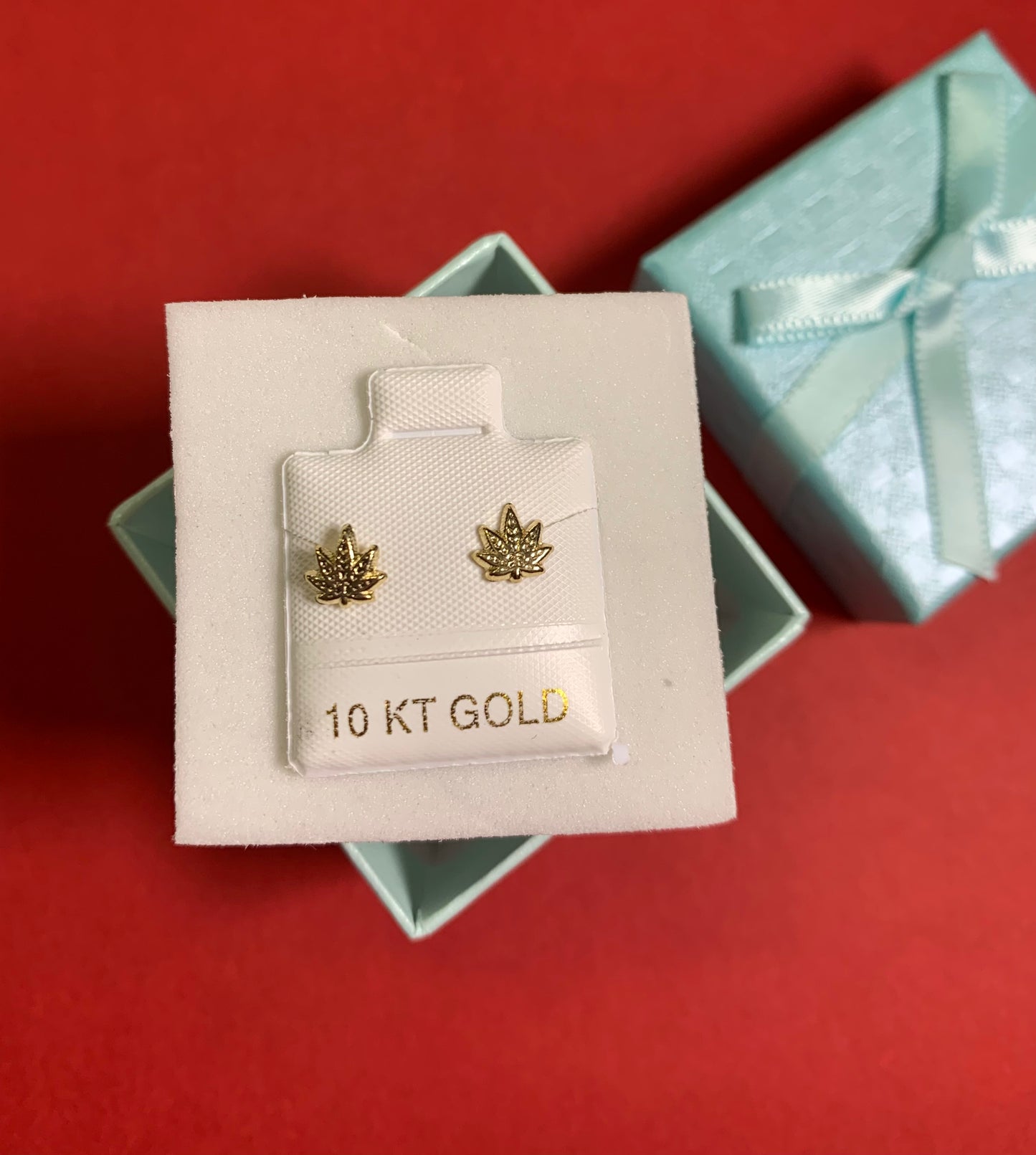 Arito de oro de 10KT en forma de hoja