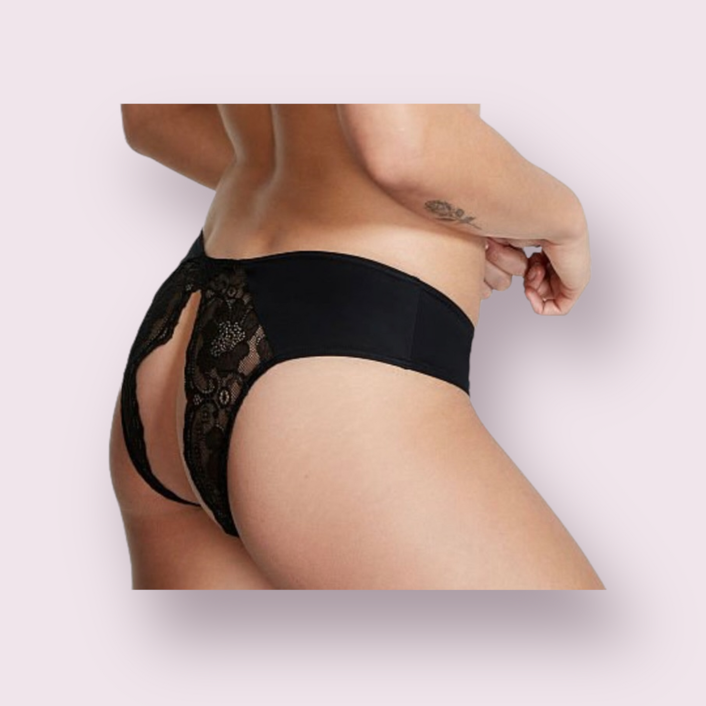 Lace Ouvert Cheeky Panty Black