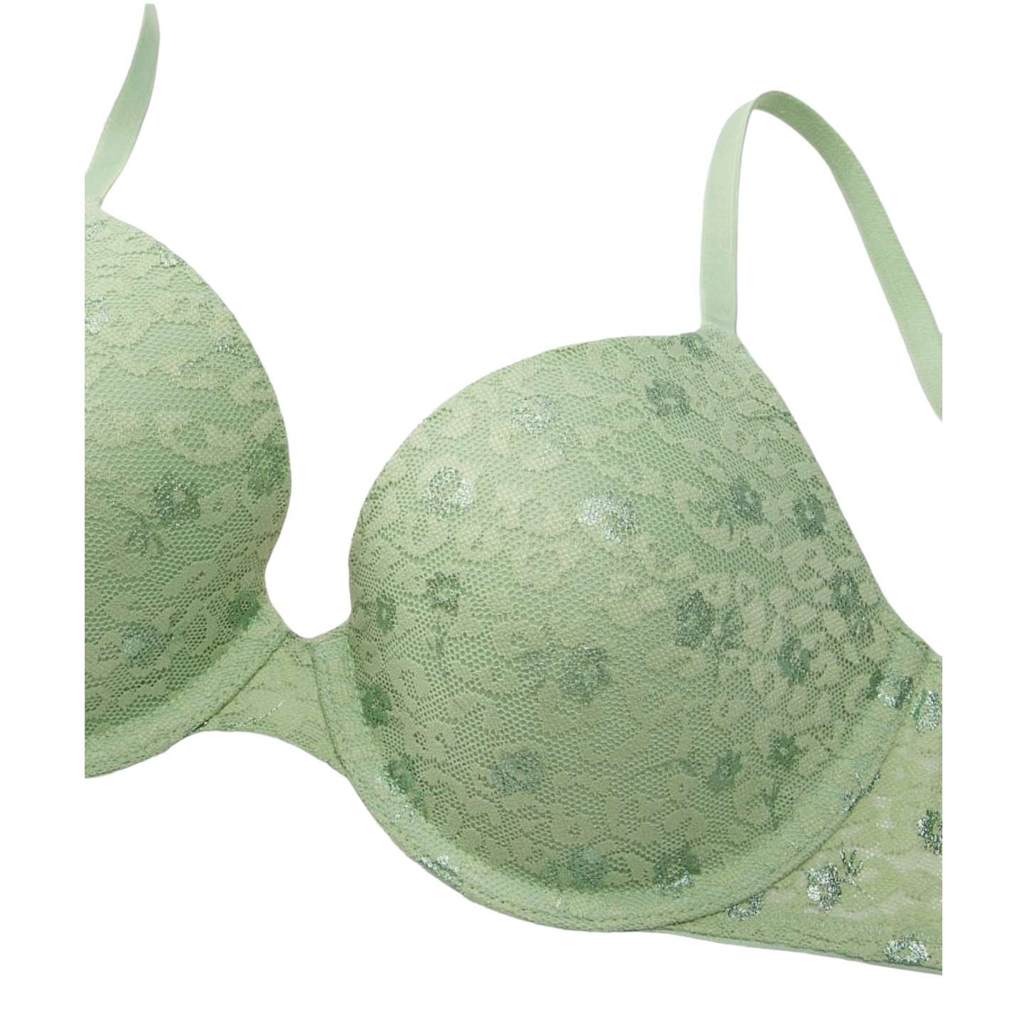 Green lightly lined push up bra