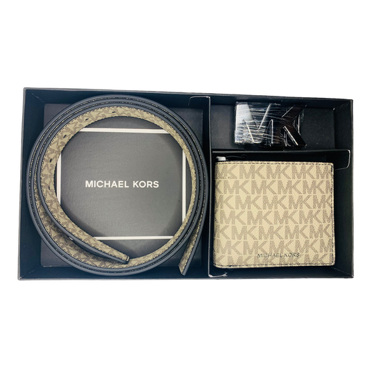 Conjunto de cinturón con logotipo y cartera plegable Michael Kors