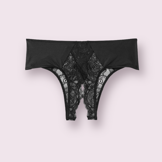 Lace Ouvert Cheeky Panty Black