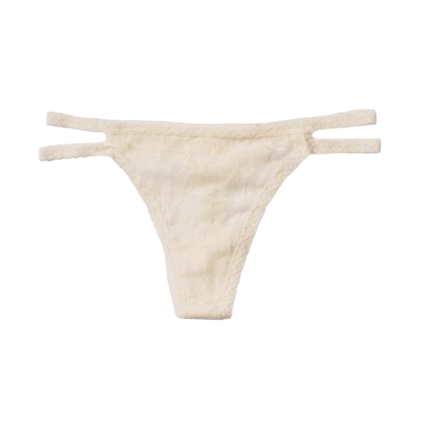 Lace Strappy Thong Panty - cream